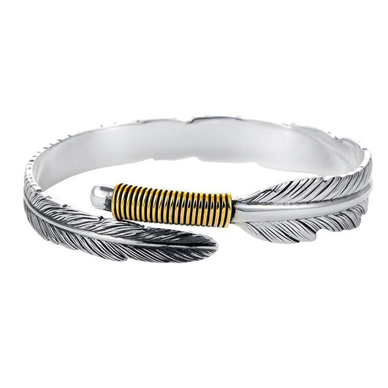 Retro Gcows590e37 Feather Bracelet Men's Fashion