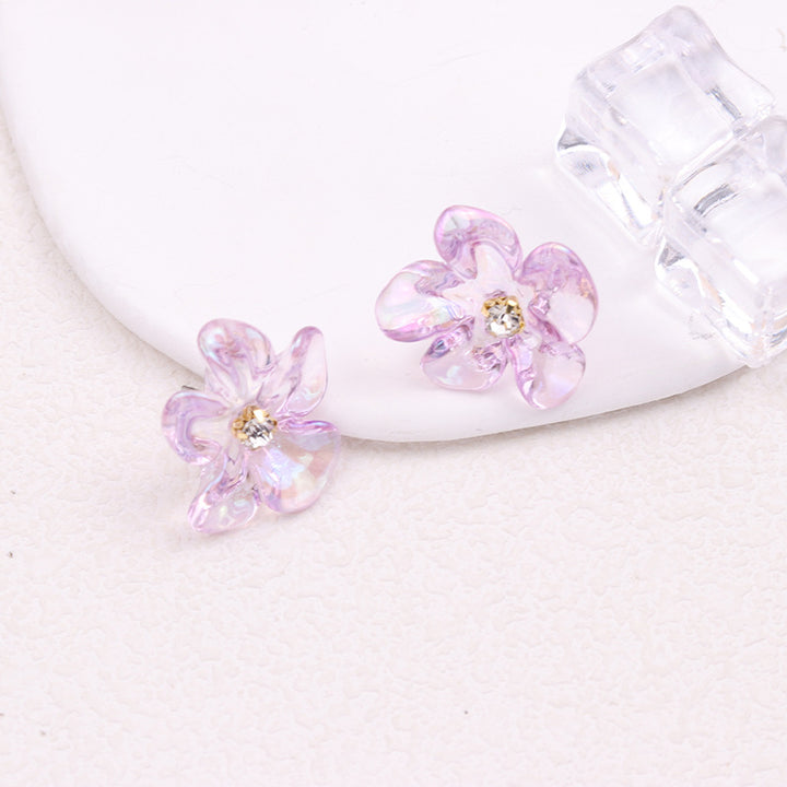 Irregular Colorful Transparent Small Flower Acrylic Earrings