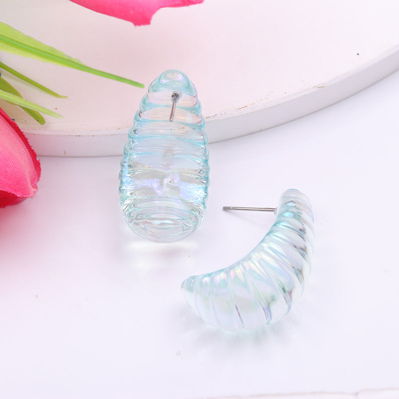 Geometric Electroplating Three-dimensional Thread Water Drop Acrylic Earrings