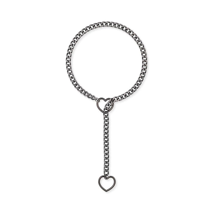 Oțel inoxidabil Lariat Colier de inimă Personalitate Heavy Ring Heavy Long Link Long Punk Rock Slipchain Choker pentru femei bărbați