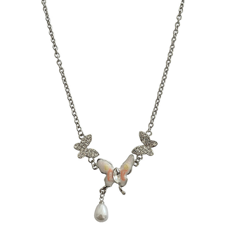 Colorized Butterfly Pearl Pendant Necklace