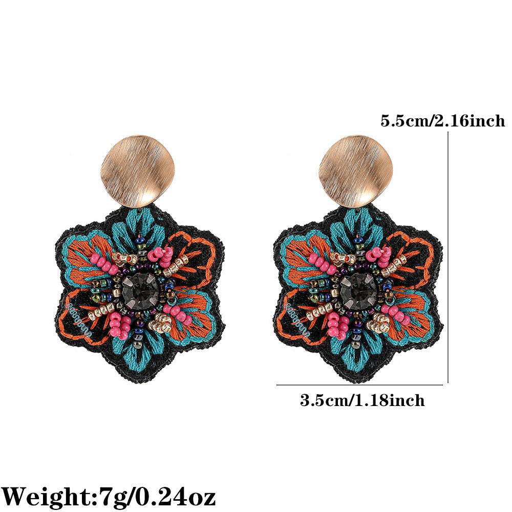 Handmade Embroidery Bead Earrings Creative