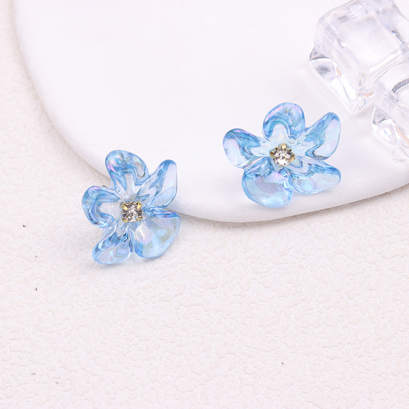 Irregular Colorful Transparent Small Flower Acrylic Earrings