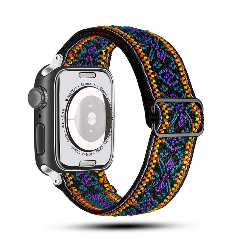 Ethnic Style Adjustable Buckle Elastic Nylon Woven Strap