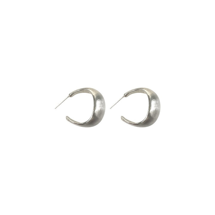 Women's Minimalist Silver Frosted Brushed Earrings