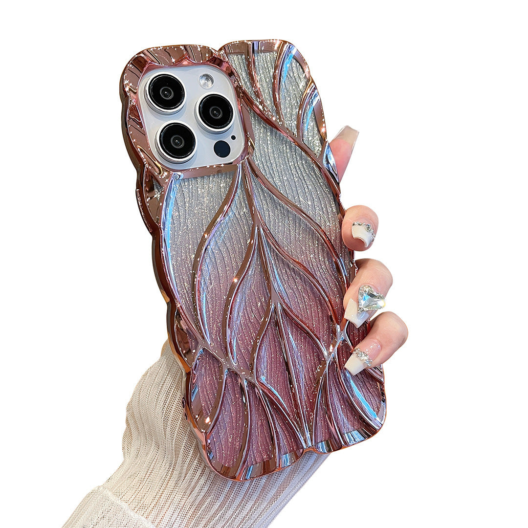 Three-dimensional Leaves Phone Case Light Luxury Electroplating