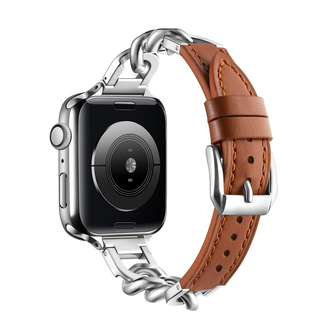 Curea Iwatch cu oțel inoxidabil din piele inox