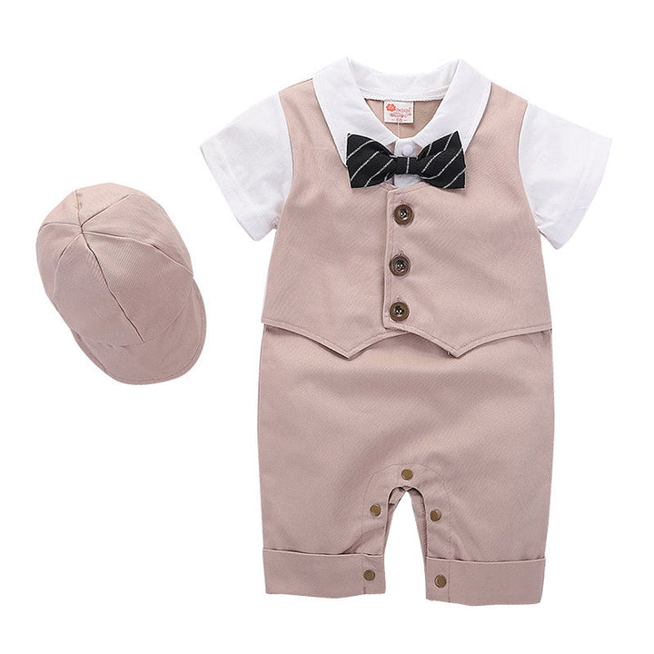 Fashion Baby Clothing Summer Short Sleeve Gentleman Jumpsuit Romper