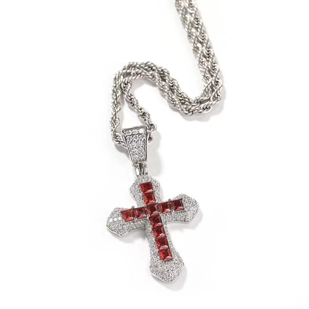 European And American Diamond Cross Necklace Hip Hop Trend