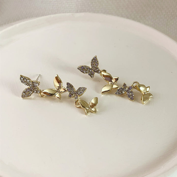 Women's Temperament Women's Korean Butterfly Earrings With Diamonds