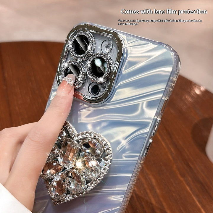 Protector de lentile Rhinestone Love Bracket Telefon