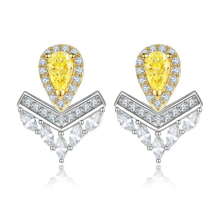 Women's Crown Heart-shaped Zircon 925 Sterling Silver Stud Earrings