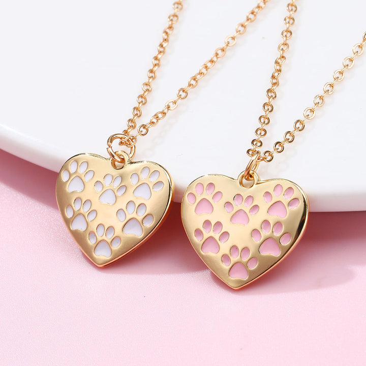 Heart Cat's Paw Necklace Simple Alloy Dripping Oil