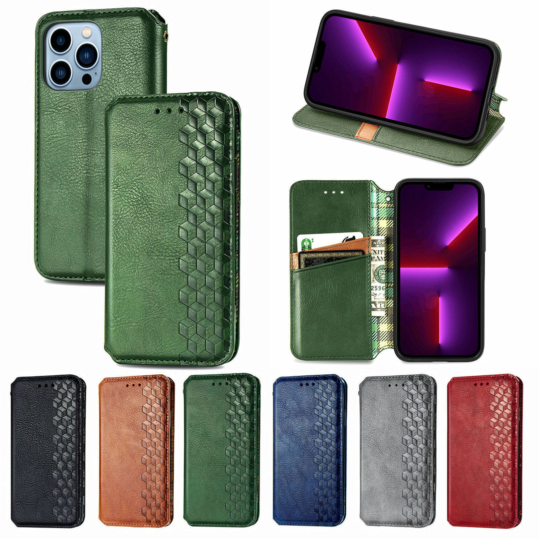 Leatherette Flip Magnetic Protective Phone Case