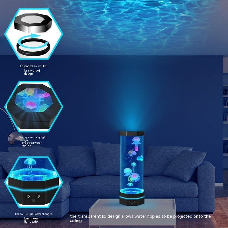 Lampa de lavă cu meduze 17 culori care schimbă 15inch Lampa de meduze cu telecomandă controlul USB plug-in Bubble Fish Lampa pentru copii Lumina de noapte creativă Proiector Lăvă de casă decor pentru casă