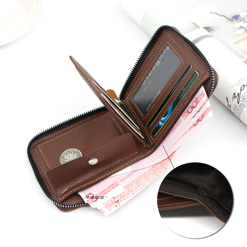 Men's Wallet Short Casual Zipper Coin Purse