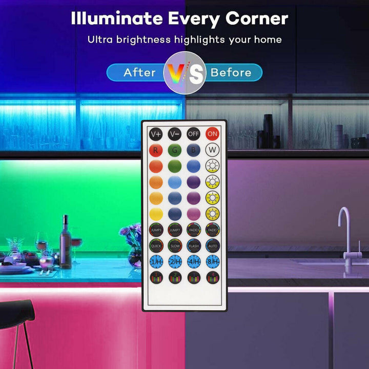 Lumini cu bandă cu LED 5050 RGB Cameră Bluetooth Schimbarea culorii luminoase cu telecomandă