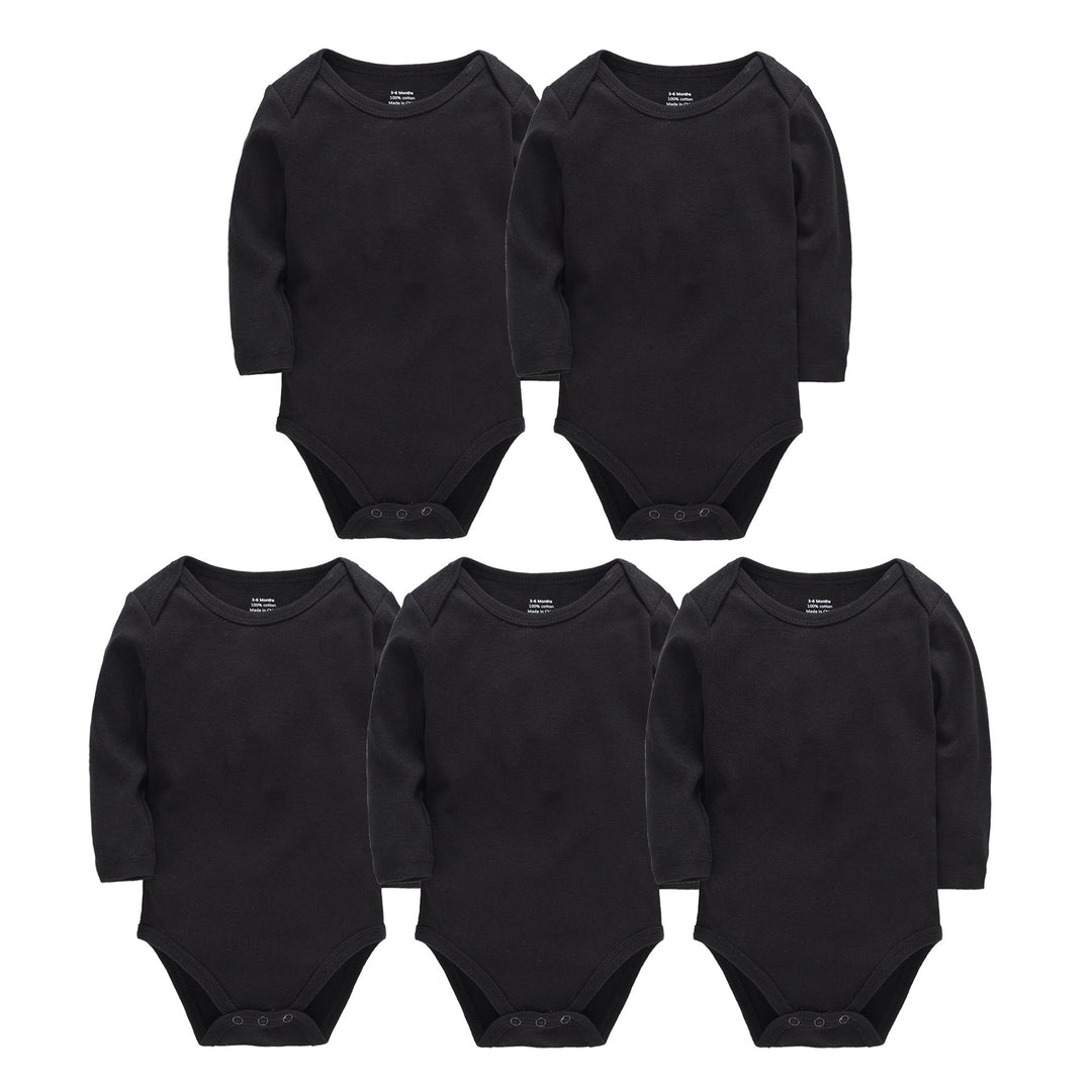 Baby onesies, bumbac pur din bumbac cu mâneci lungi de culoare solidă