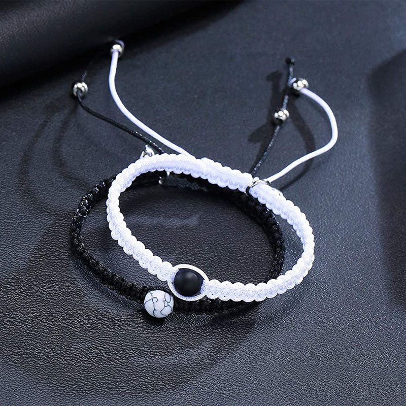 Black And White Niche Handcrafted Couple Bracelet