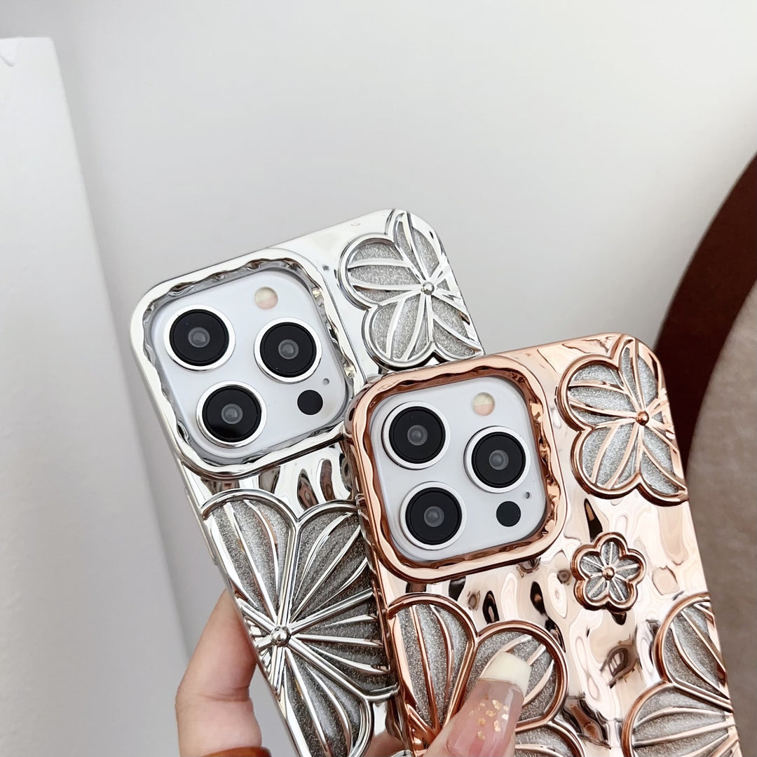 Electroplating Pleated Flower I Phone Case