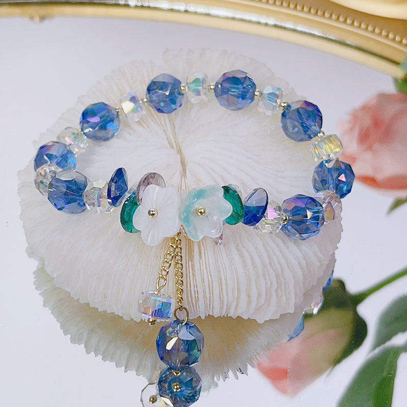 Big Petal Colorful Flower Crystal Bracelet Fashion