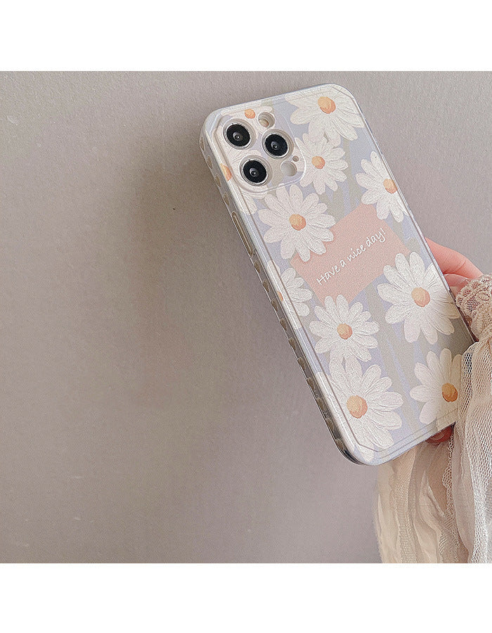 Transparent Side Oil Painting Daisy Silicone Phone Case