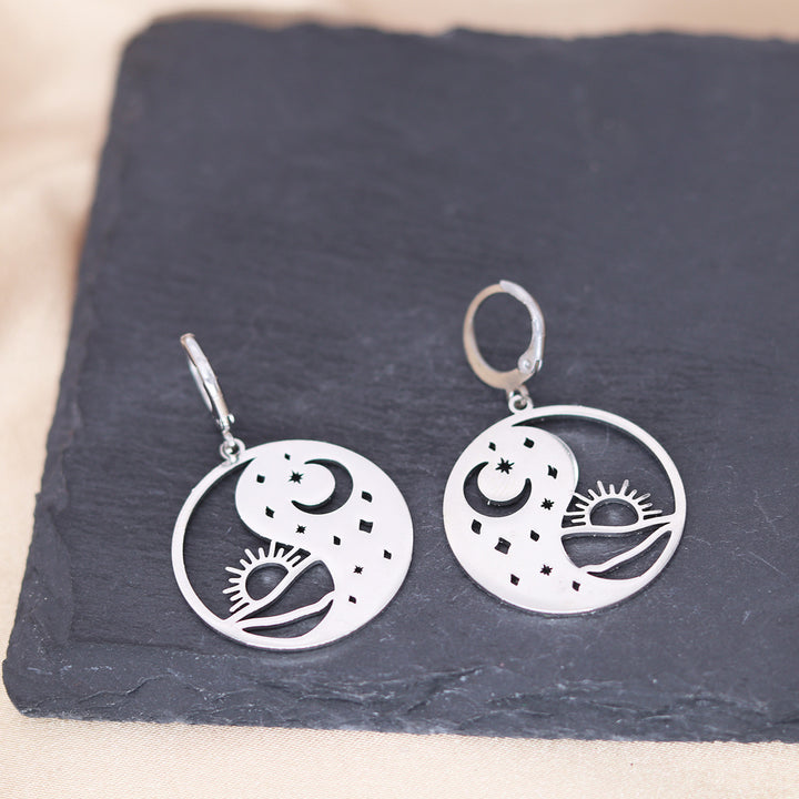 Bagua Yin Yang Tai Chi Ring Earrings For Women