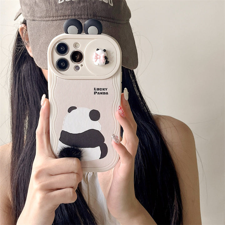 Furry Panda Phone Case Cute Protective Cover