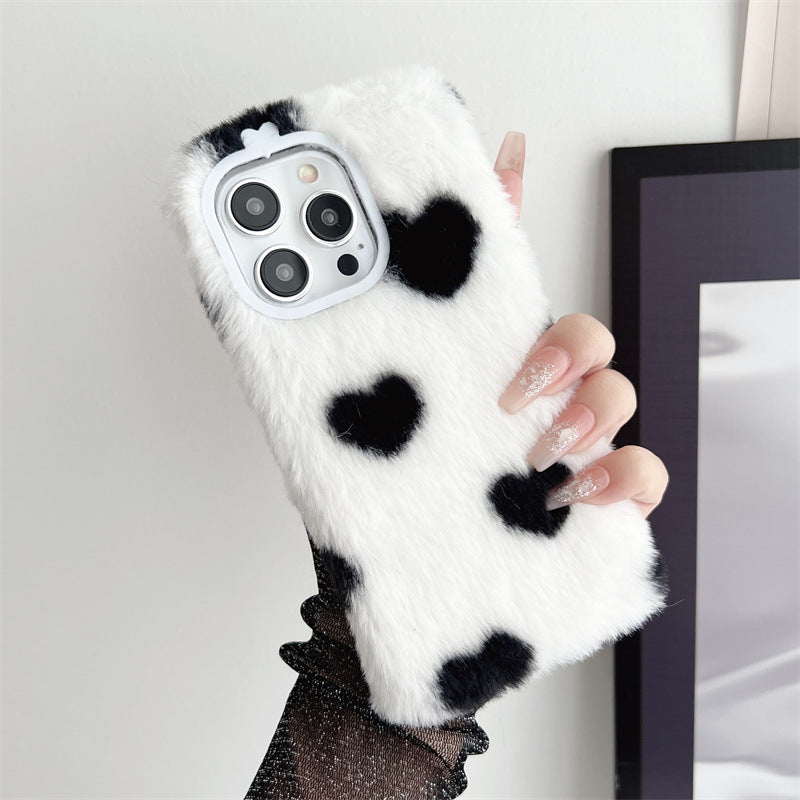 Japan And South Korea Plush Loving Heart Phone Case