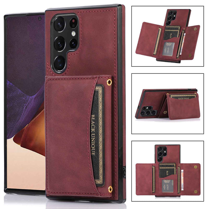 Three-Fold Wallet Card-inserting Leather Phone Case