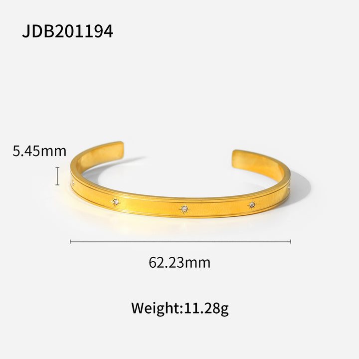 Fashionable And Versatile Gold-plated Stainless Steel Bracelets With Zirconia