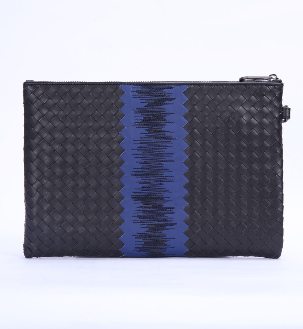 Men's Versatile Waxing Calf Skin Handmade Woven Men's Bag Trendy Fashion Clutch