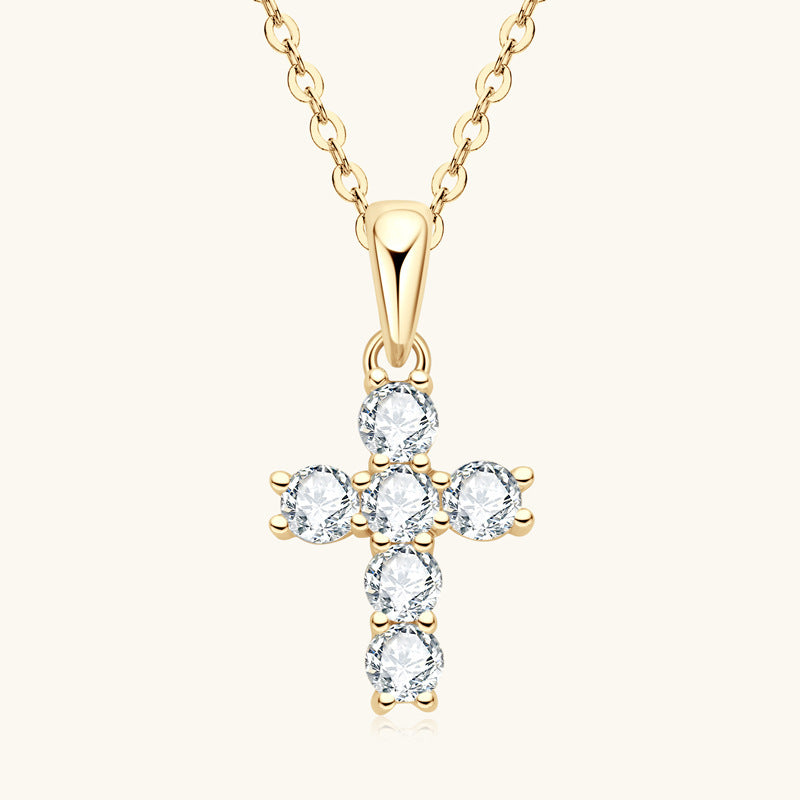 Ins Cross Diamond Necklace French Retro 925 Silver Pendant