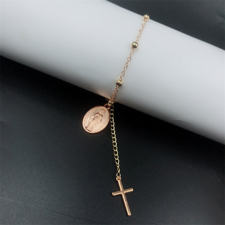 Simple Virgin Mary Clip Beads Adjustable Cross Bracelet