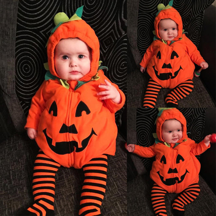 Children's Halloween Pumpkin Jumpsuit Cute Sleeveless