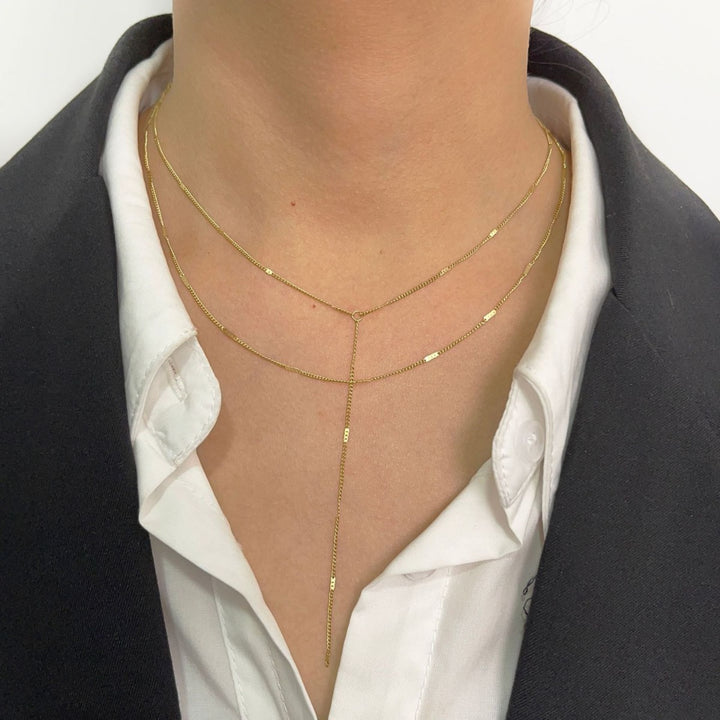 Fashion Simple Stainless Steel Sequin Chain Double Layer Necklace