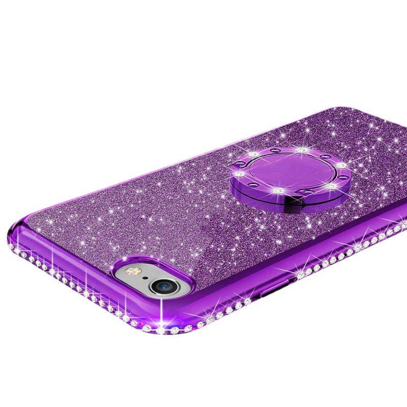 Potrivit pentru cardul de glitter cu drill cu margine pentru telefon mobil protector inel de suport