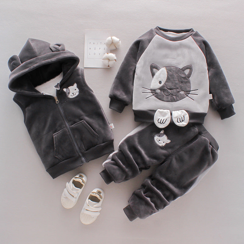 New Children's Clothing Winter Clothes For Boys Baby Thickening Three-piece Set