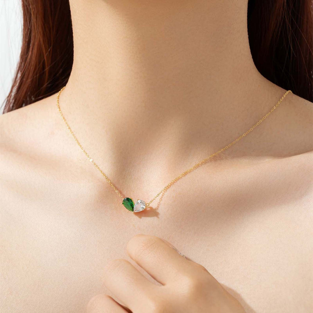 Sterling Silver Emerald Heart Pendant Necklace