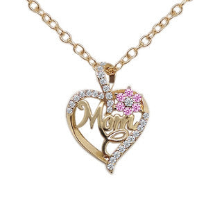 Cross Love Heart Flowers Mom Rhinestone Zircon Colier Pandantiv simplu Lanț de clavicule