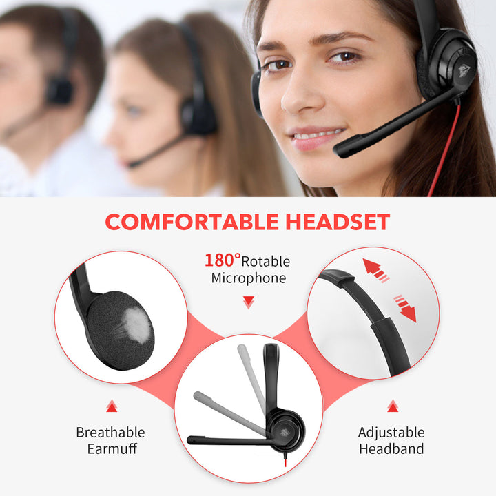 NUBWO HW02 Bilateral Lightweight Cable Telephone Headset