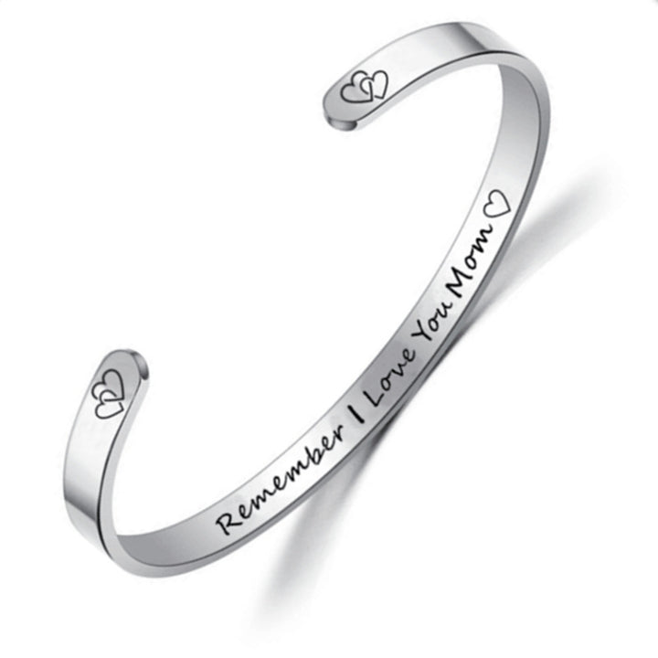 Stainless Steel C-shaped Engraved Bracelet Ring