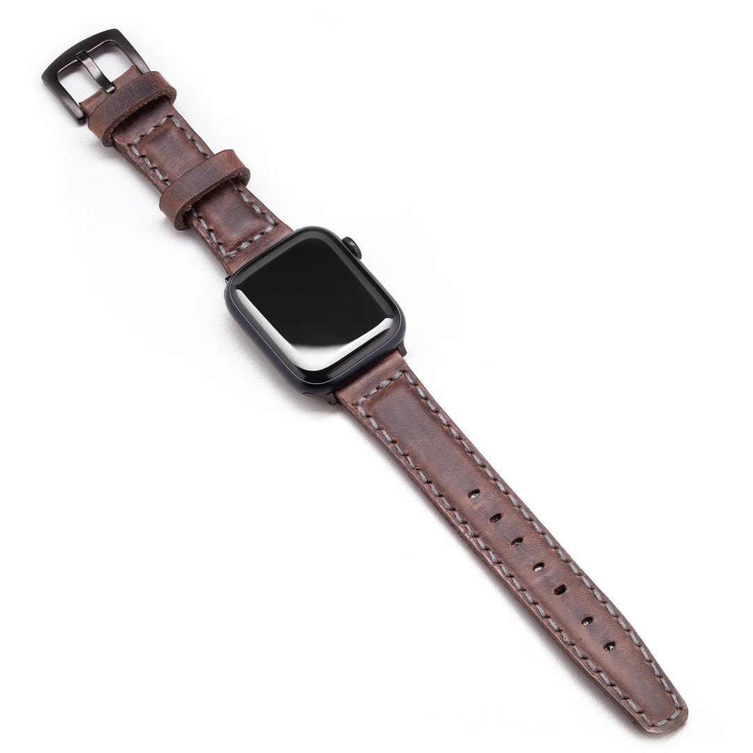 Apple Watch 9 45 mm curea de piele handmade din piele maro închis