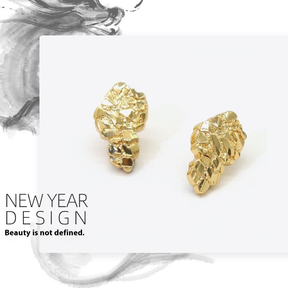 French 18K Metal Niche Design Earrings