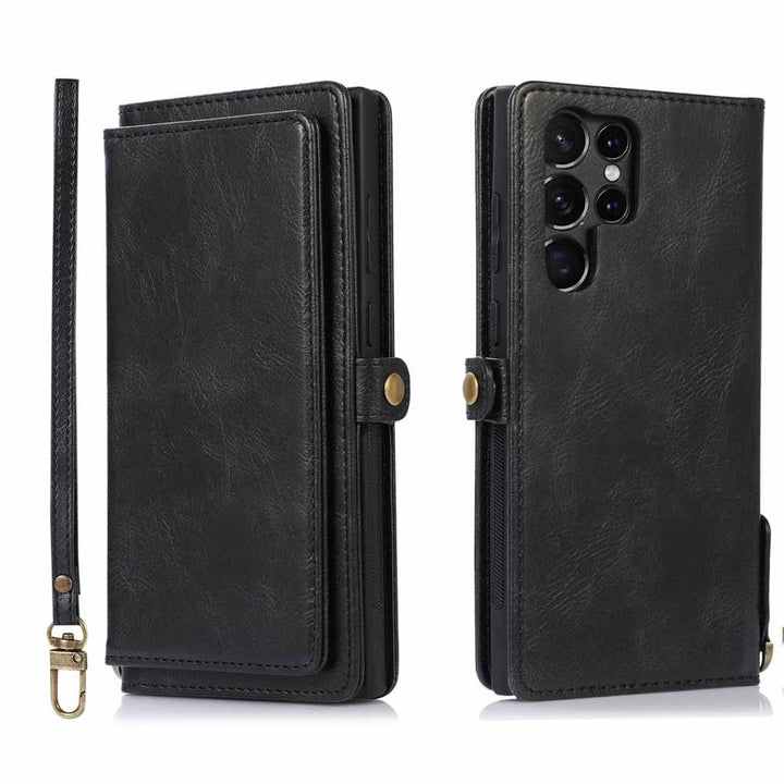 Multi-card Leather Crazy Horse Pattern Magnetic Suction Phone Case