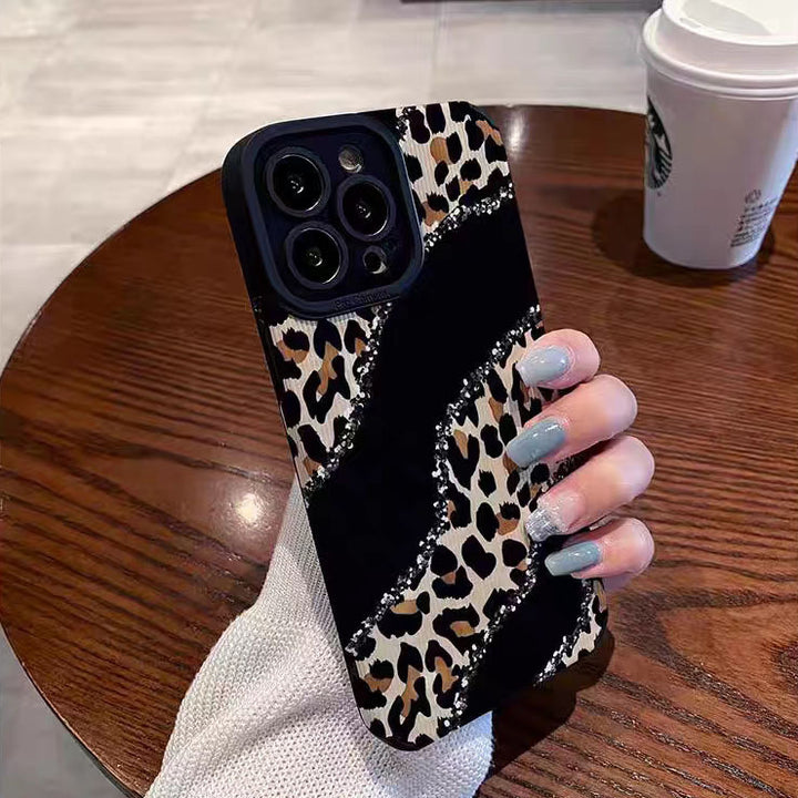 Carcasă de telefon cu rezistență verticală cu leopard de nișă