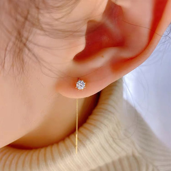 Feminine Versatile Elegant Shiny Zircon Tassel Earrings