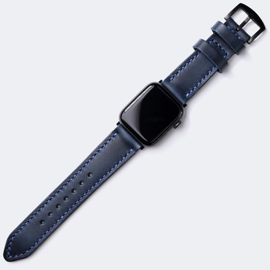 Apple Watch 8 45 mm Handmade din piele curea albastră