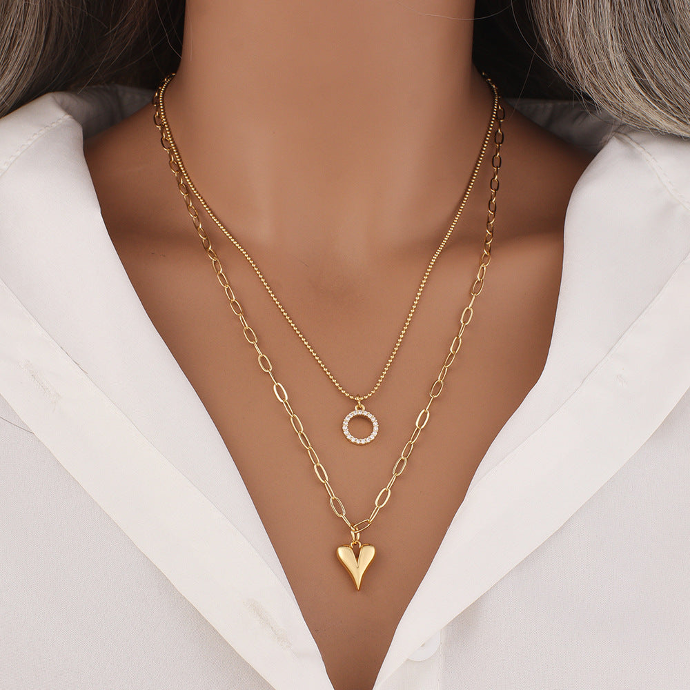 Copper Fashion Double Chain Collarbone Necklace