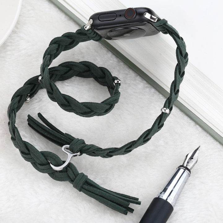 Leather Cord Braided Smart Watch Strap